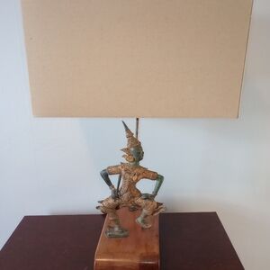Vintage Thai Bronze Dancer  Table Lamp